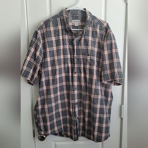Carhartt relaxed fit shirt size XL short sleeve button down orange Plaid